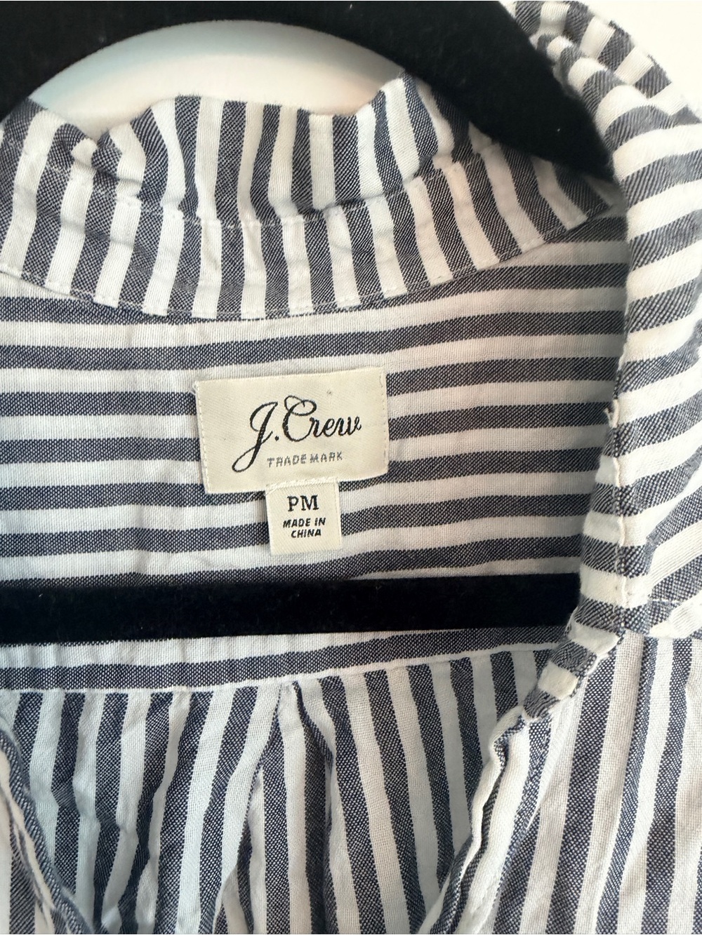 J. Crew Men’s Navy and White Vertical Stripe Button-Down Shirt